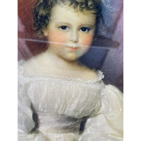 Vintage Art Deco Victorian Little Girl Print Gold Frame - Picture 3 of 13